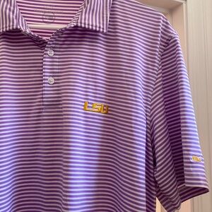 Vineyard Vines LSU super soft, purple stripe polo
